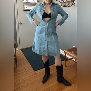FoxMoor 1970s Light Wash Denim Western Dress Size 9